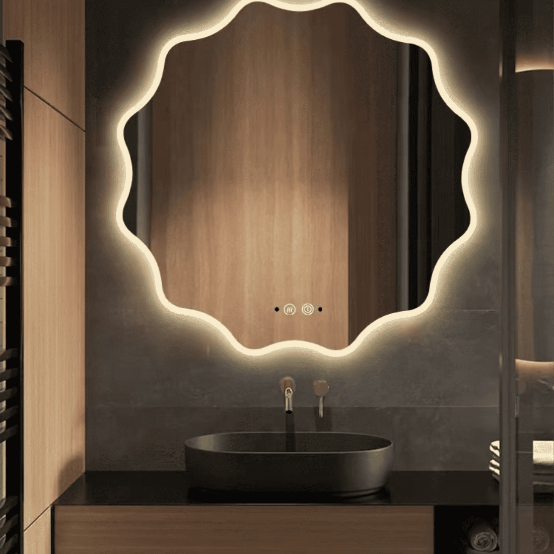 Wavy LED Backlit Mirror Designer Flower Shape for