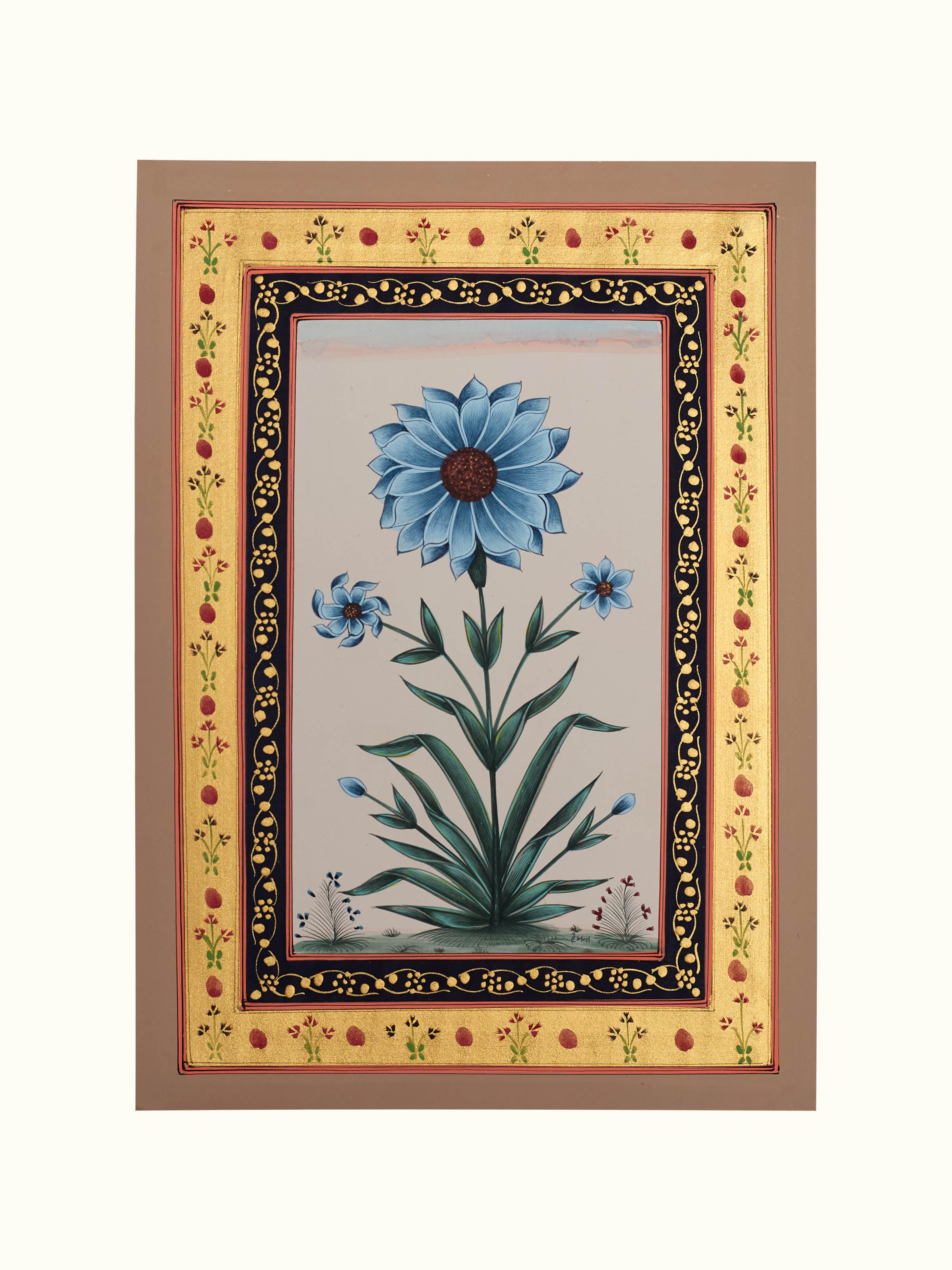 Flower Miniature Gold Patti Painting