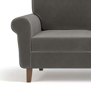 Oxford 1 Seater Fabric Sofa in Ash Grey Velvet Colour