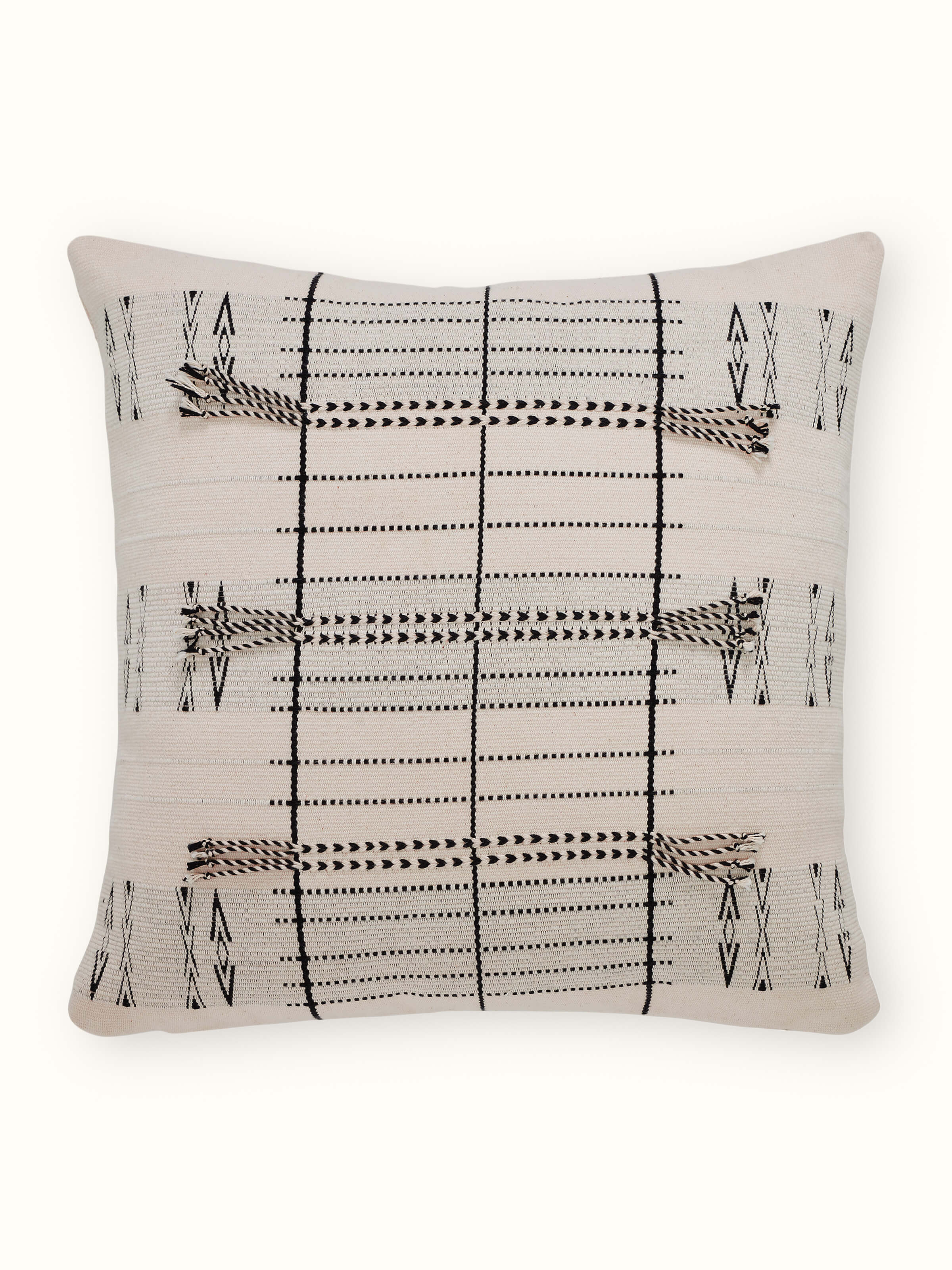 Ridhima Ivory Geo Cotton Naga Handloom Cushion Cover