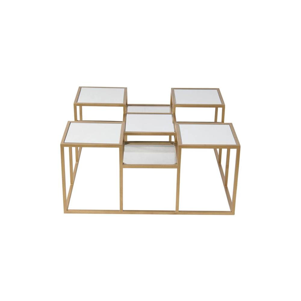 Valentino Glass Mirror Bunching Coffee Table In Dark Gold Finish