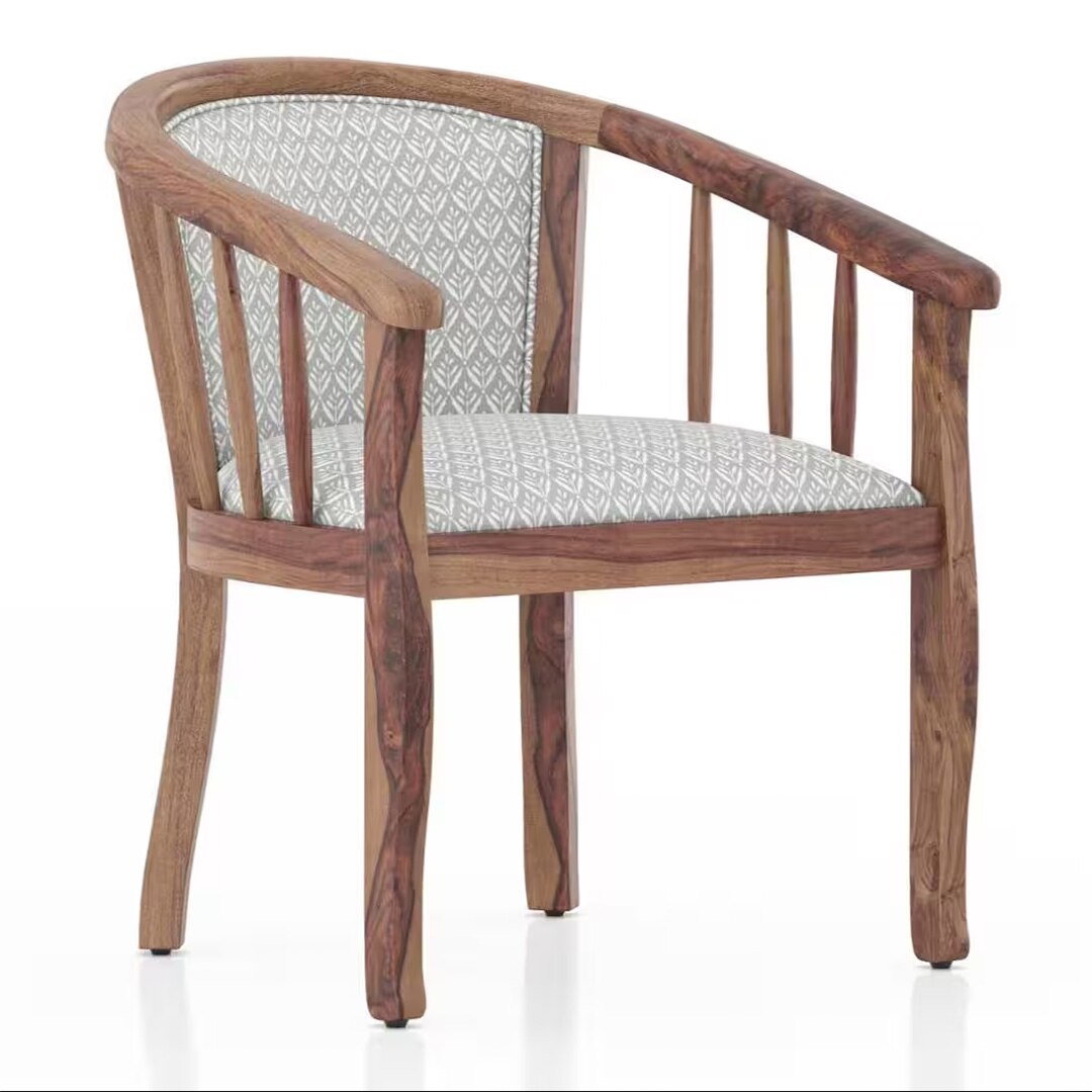 Bella Lounge Chair Finish Teak Grey Floral Azco Colour