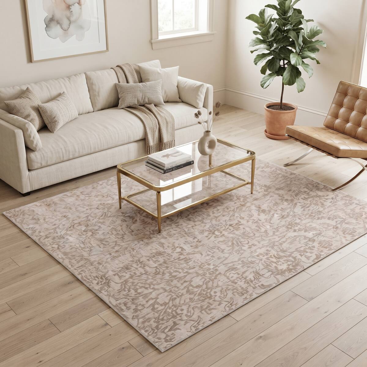Neulooms Handloom Knotted Reversible Flatweave Square Rug Wheat or Ivory 10x10