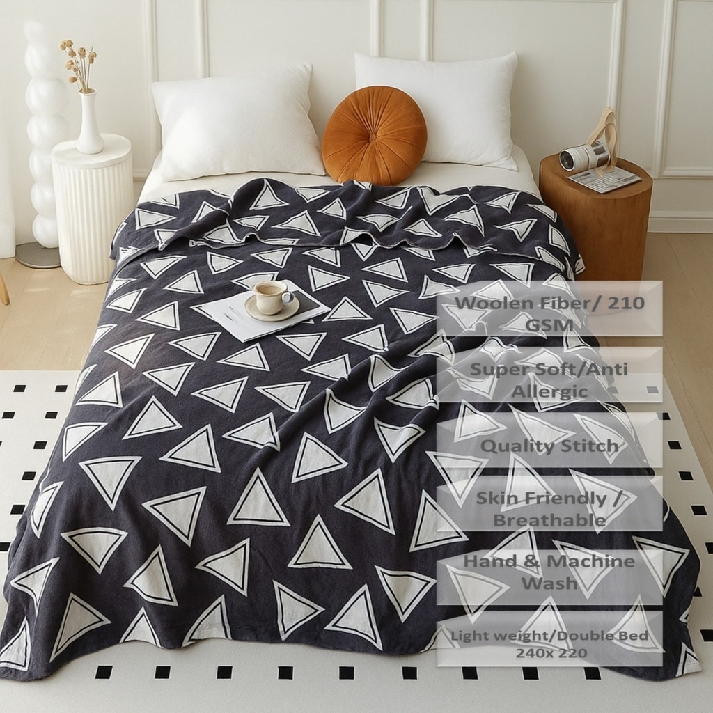 Super Soft Cozy Doube Bed Blanket 240 X 220 Cms  210 Cms