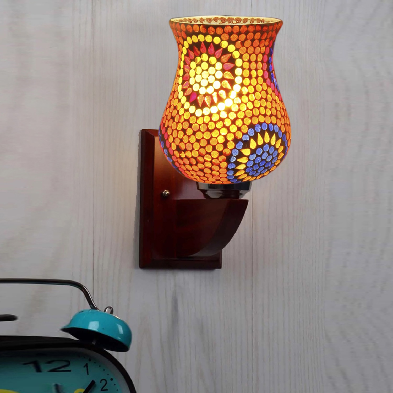 Devansh Solid Wood Electric Wall Light in Multi Colour with Multi Shade Count of 1 Light - Devansh
