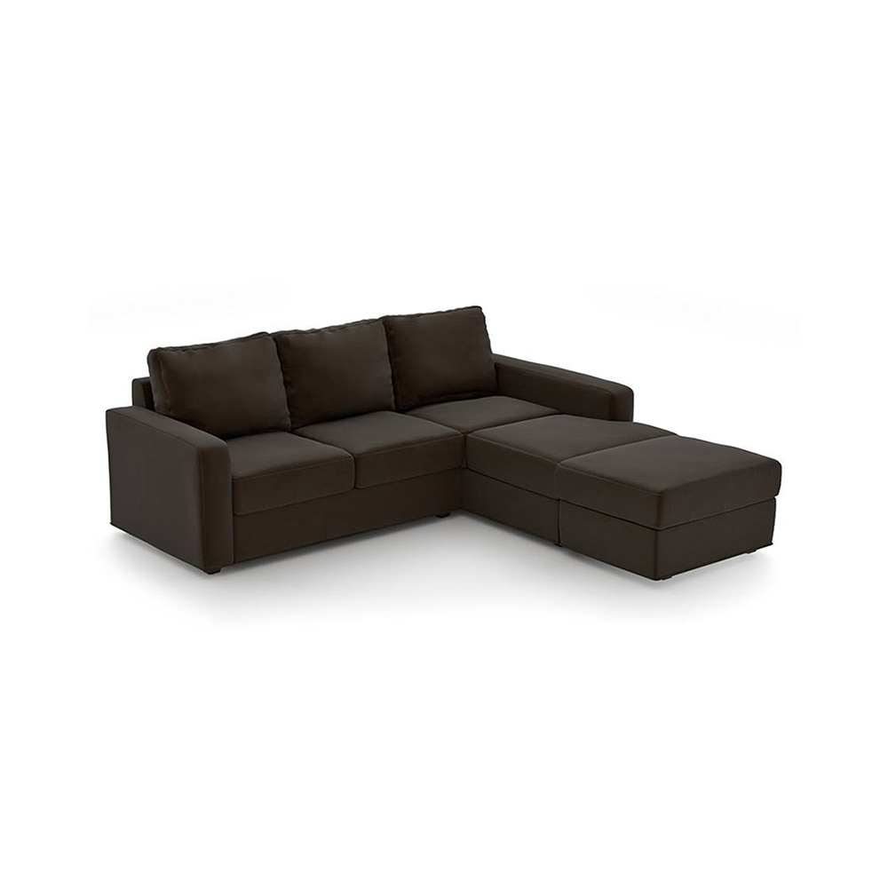 Apollo Sofa (Colour : Chocolate, Cushion : Hard, Seating Capacity : Right Aligned 2 Seater + Right Aligned Chaise + Ottoman)