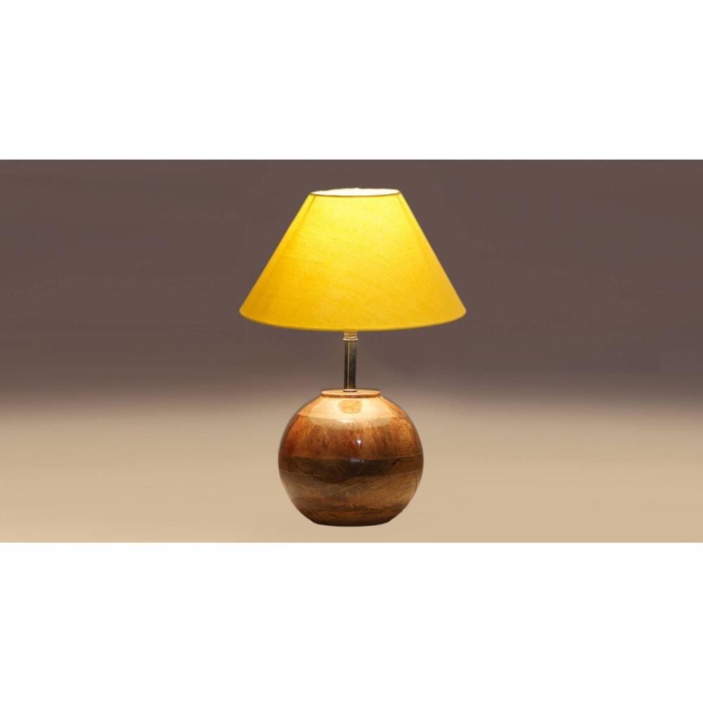 Yellow cotton with Natural Wood Table Lamp