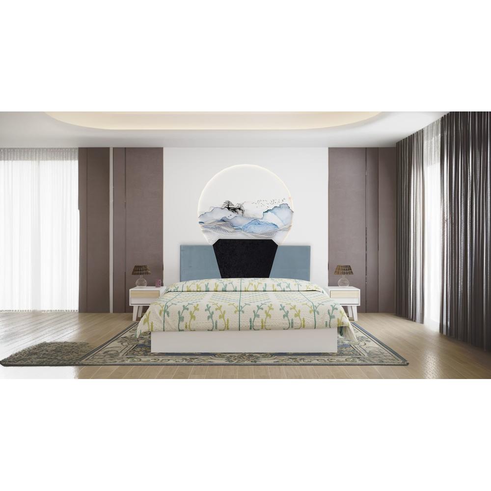 Nadi Engineered Wood Queen Size Bed In White Finish