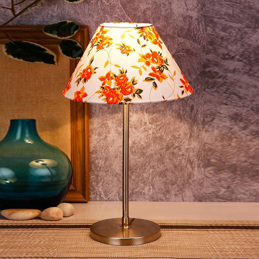 Colter Multicolour Fabric Shade Table Lamp with Steel Steel Base