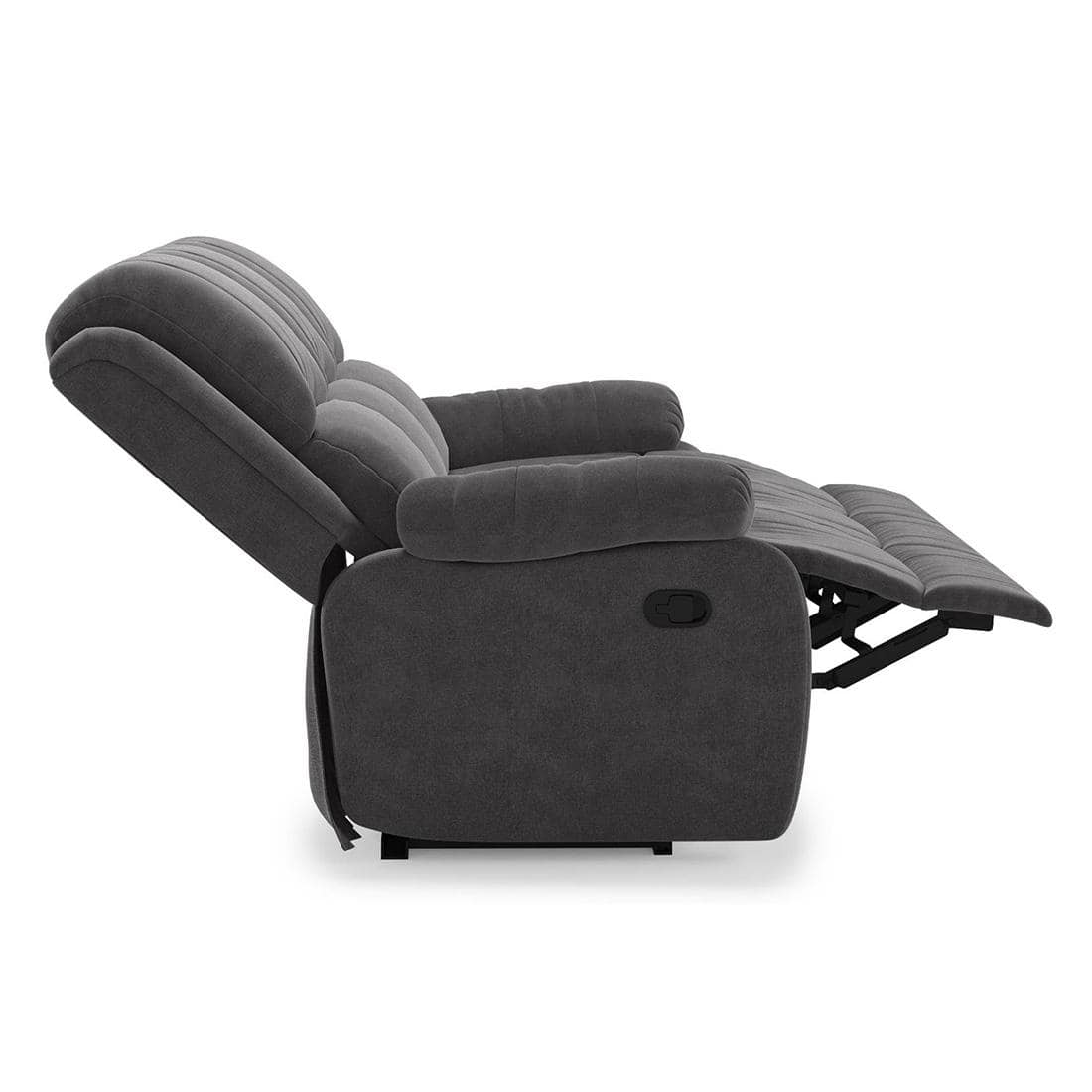Lebowski Fabric Three Seater Manual Recliner in Smoke Fabric Colour