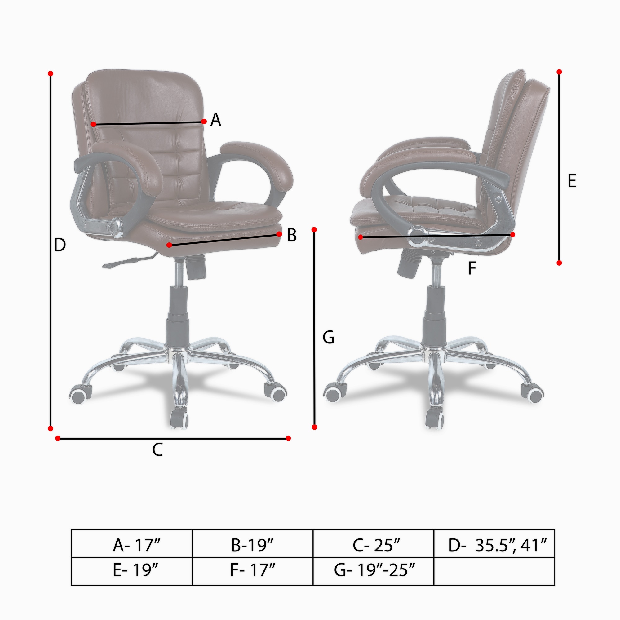Veaoilaa Mid Back Executive Chair in Brown Colour