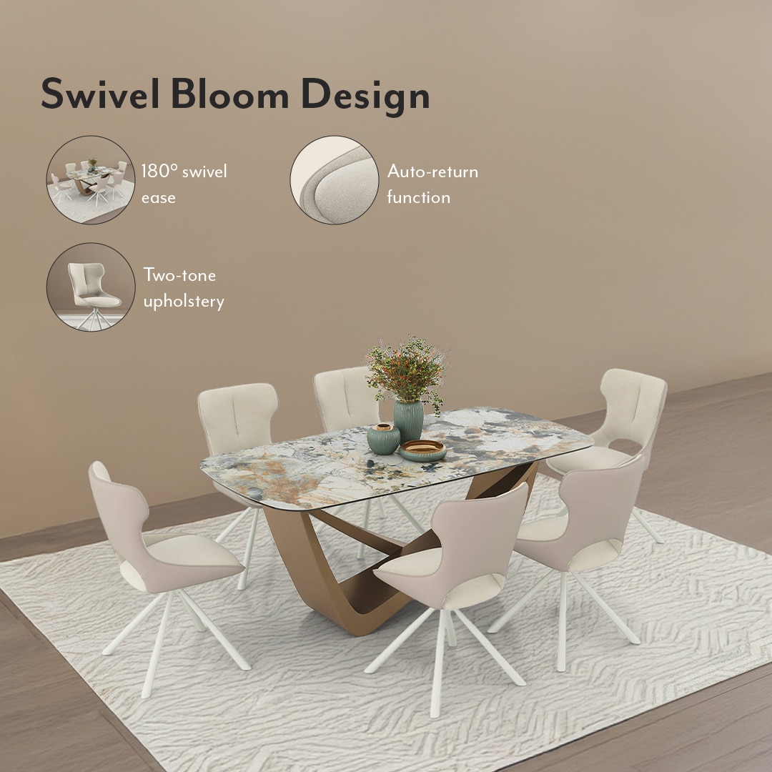 Tulip Swivel Dining Chair In Cream Colour