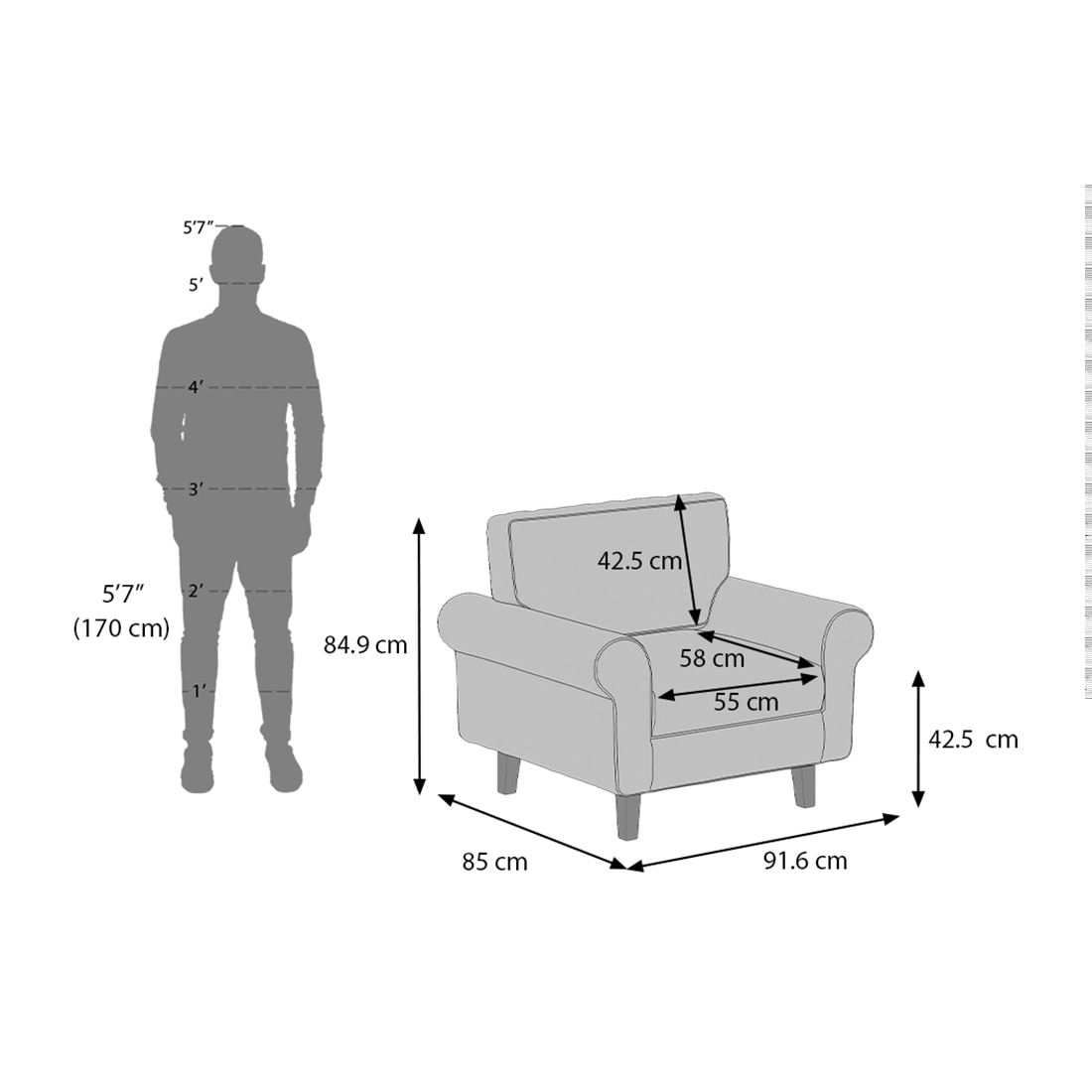 Oxford Sofa Set (Colour : Steel Grey, Cushion : Soft, Seater : 2+1+1)