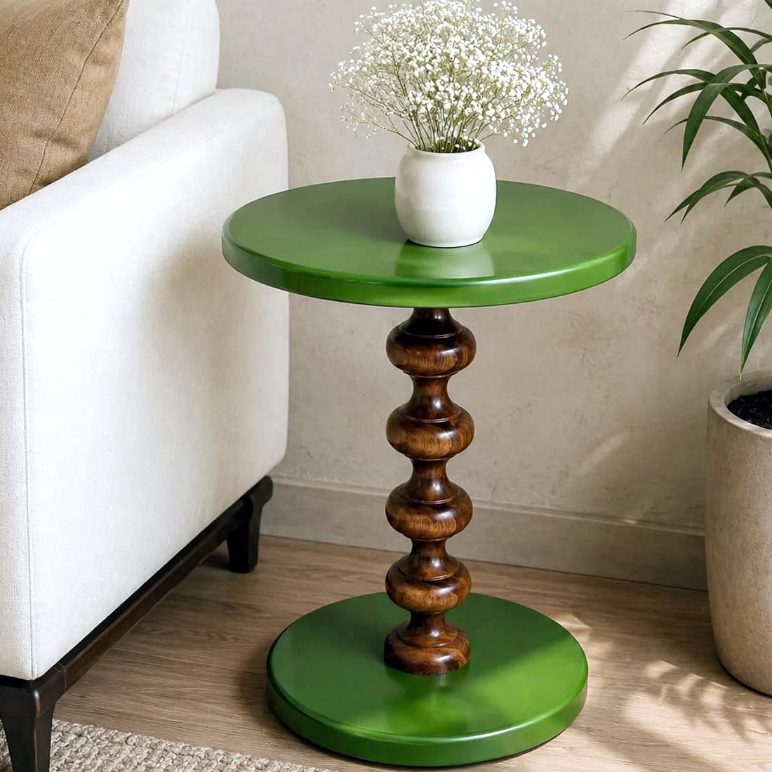 Beads Spindle Accent Sofa Peg Table - HomeDfy