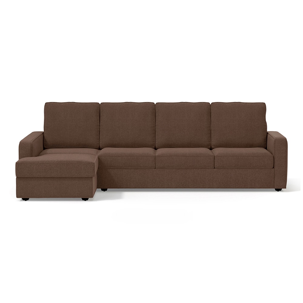 Apollo Compact Sofa (Colour : Daschund Brown, Cushion : Soft, Back Type : High Back, Seating Capacity : Left Aligned 3 Seater + Left Aligned Chaise) - Urban Ladder