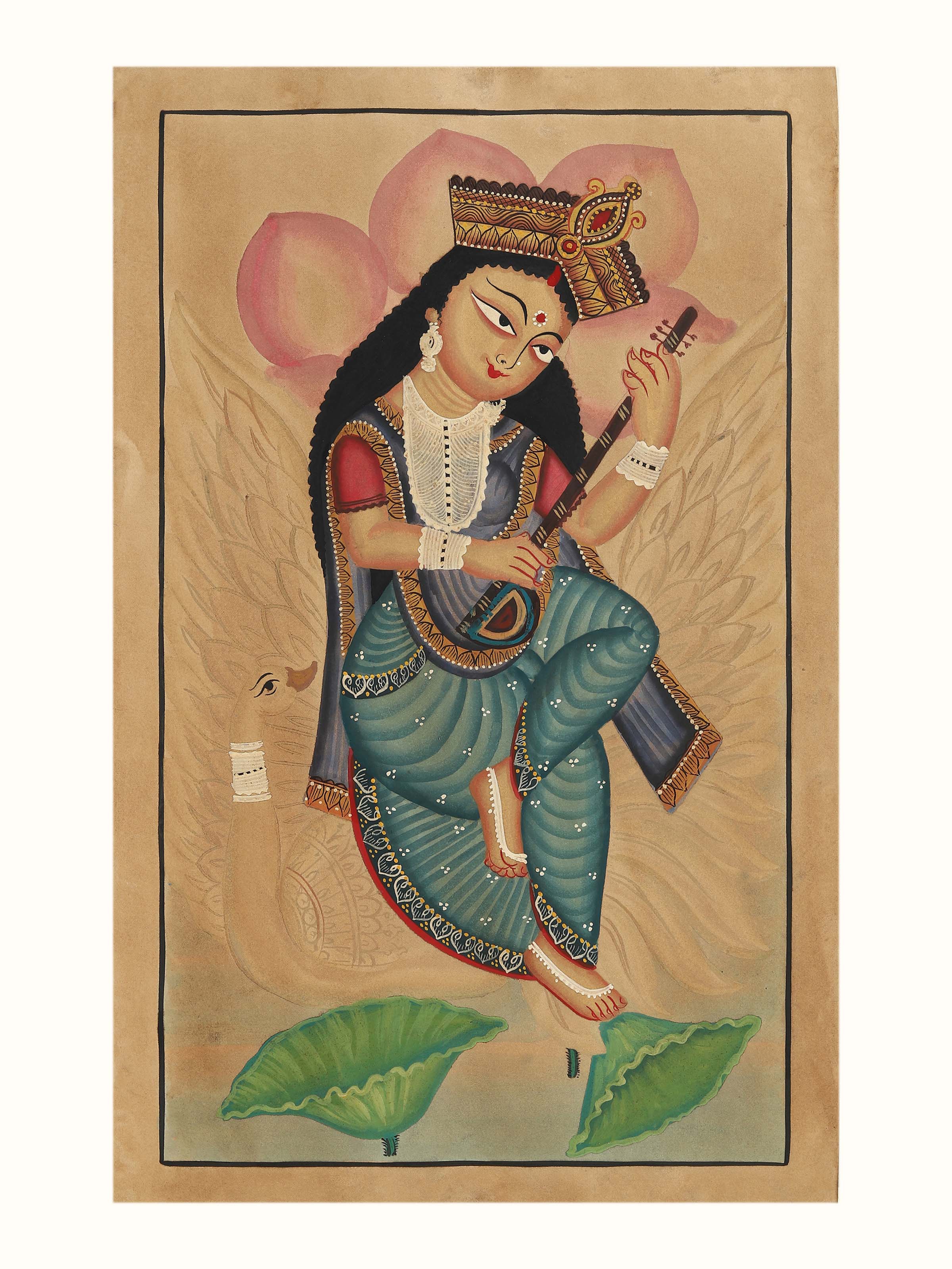 Devi Saraswati Kalighat Painting