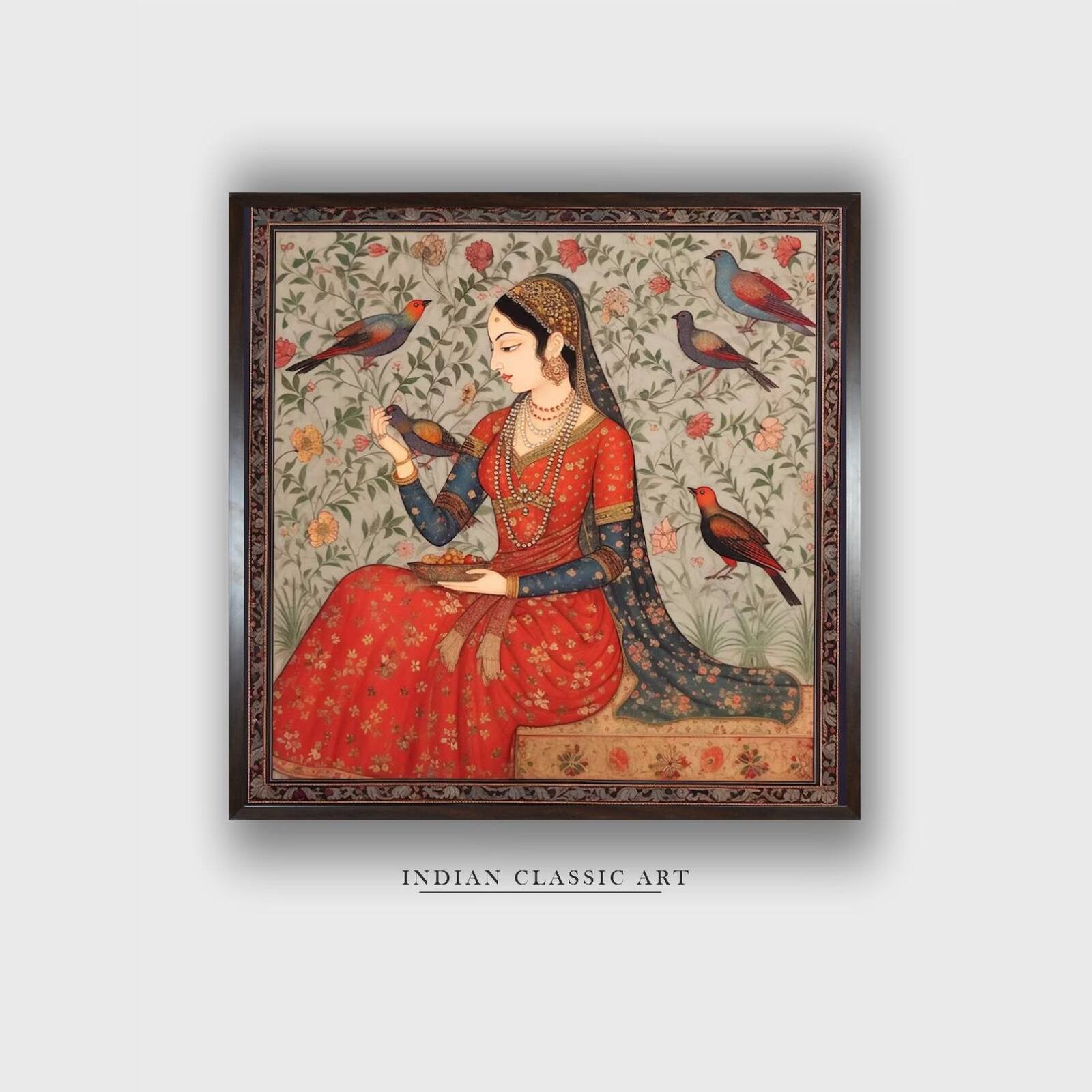 Embrace Madhubani Canvas Wall Prints Canvas Wall Prints Set of 1 Multicolor Matte