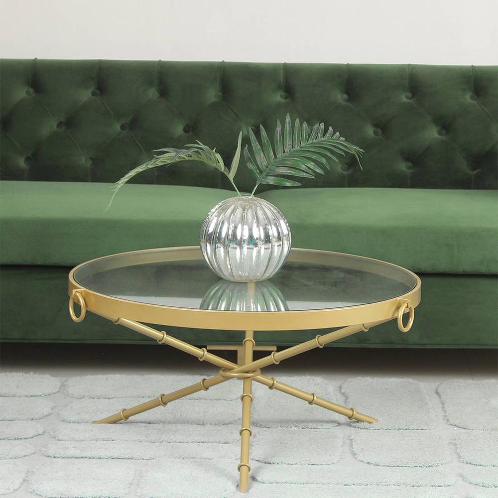 Bellmore Glass Coffee Table In Gold Finish