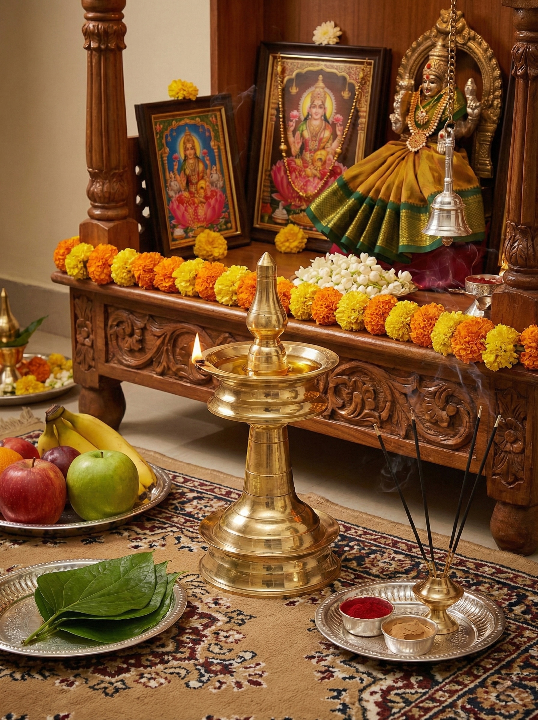 Traditional Brass Samai Vilakku Stand Diya