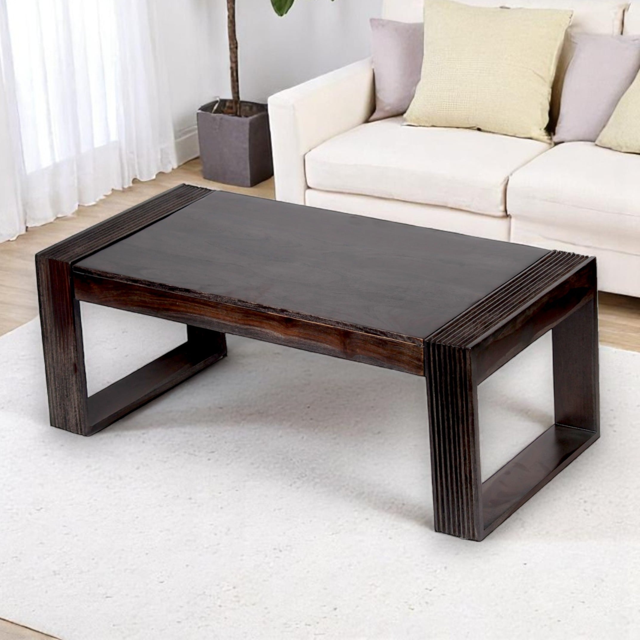 Hudson Sheesham Wood Coffee Table In Mahogany Finish