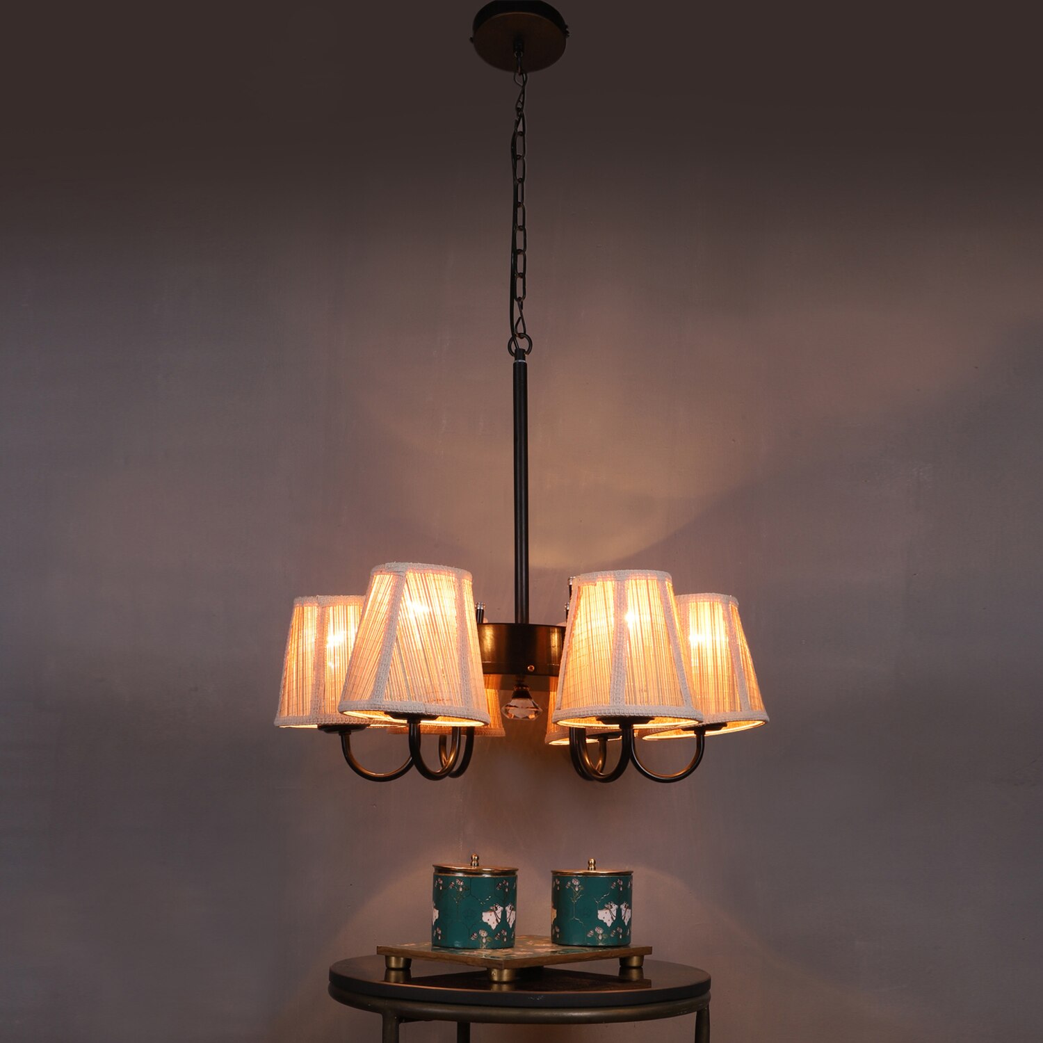 Devansh Dual Gold Metal  Wallmounted Lamp With Cotton Gold Metal  Shade