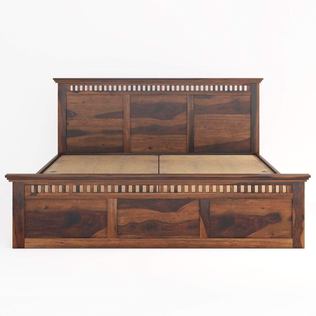 Madhvi Solid Wood Queen Size Bed In Box Storage Bed In Provincial Teak Finish
