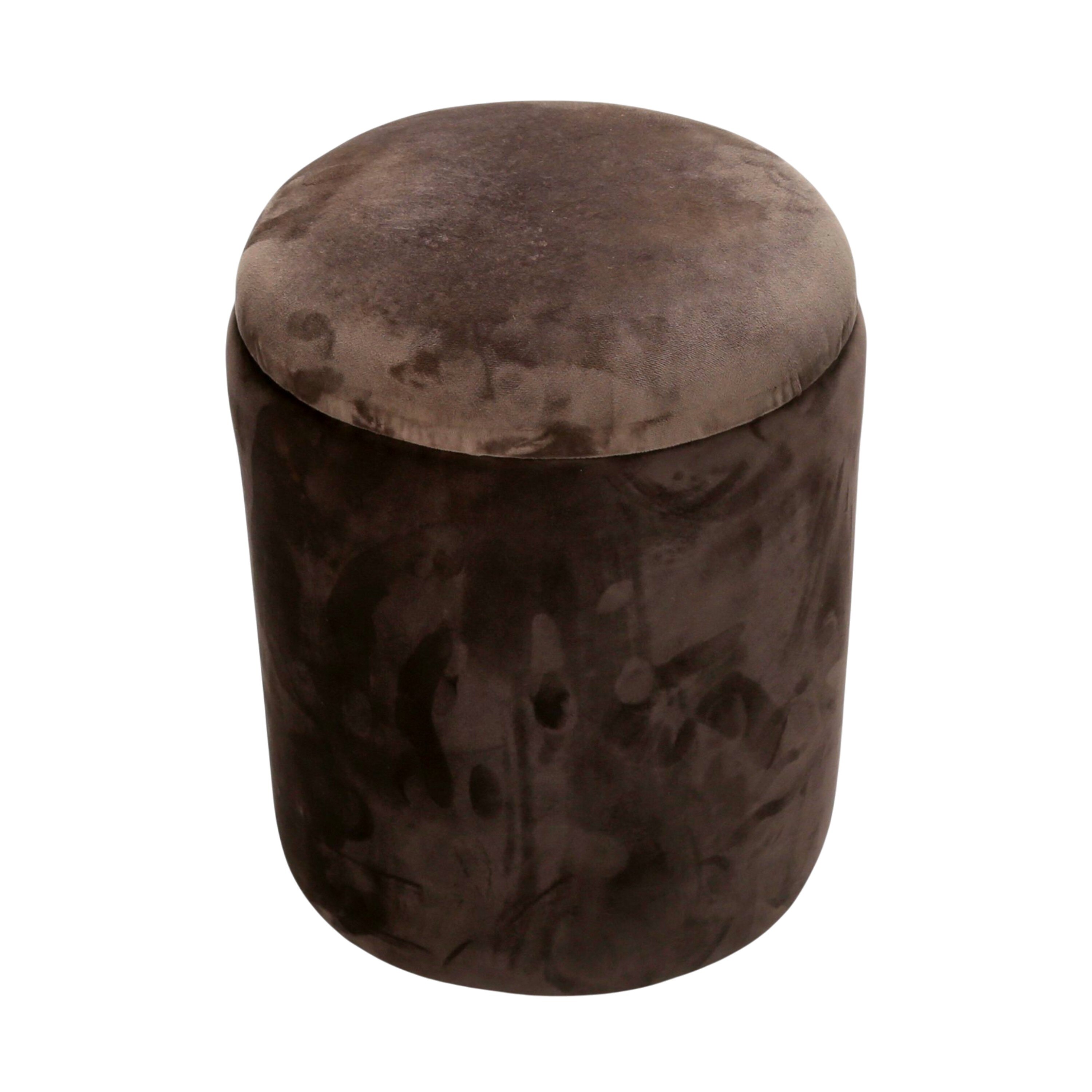 Wayne Pine Wood Accent Set of 2 Ottoman Pouffees in Cedar Brown Velvet