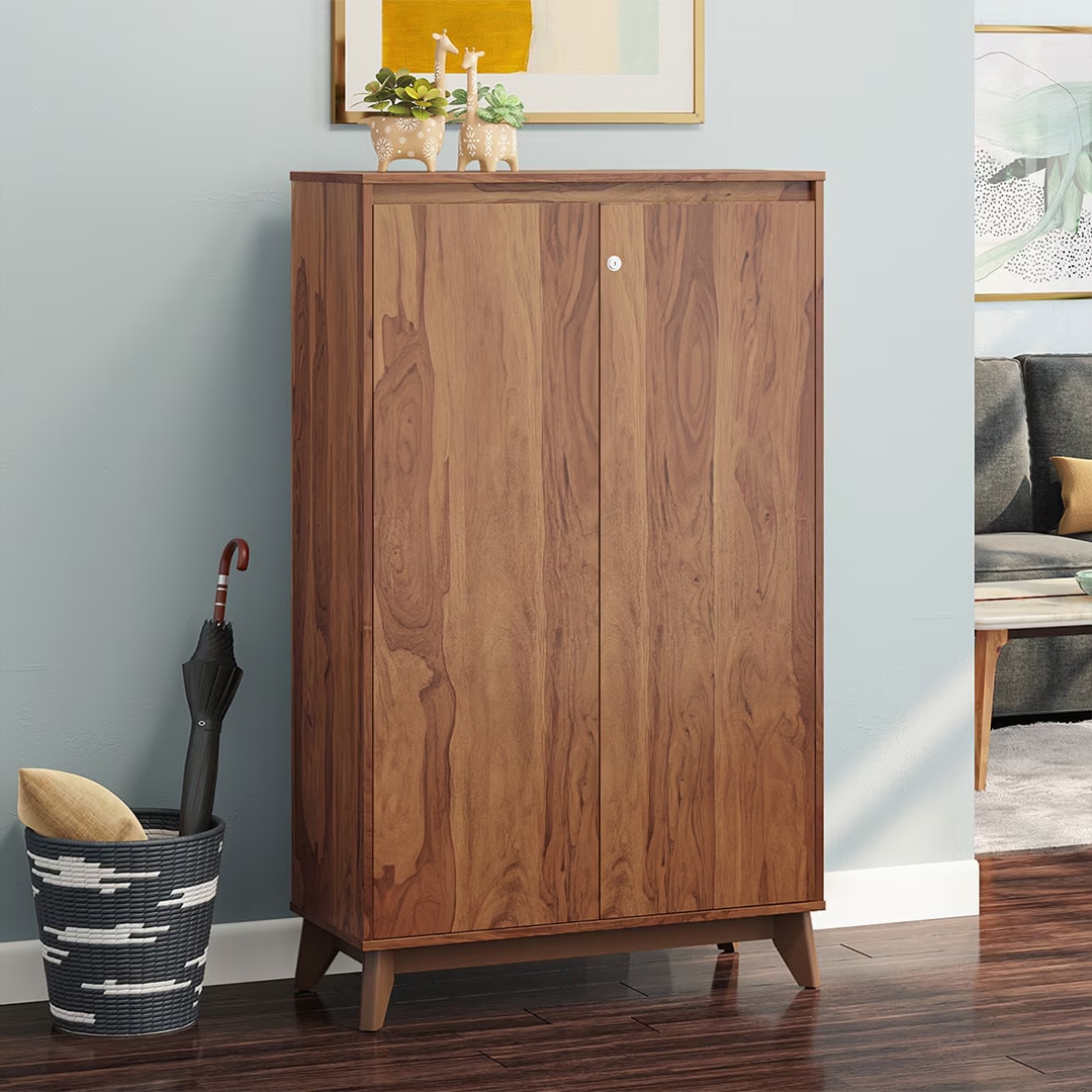 Webster 24 Pair Shoe Rack in Sheesham Finish - Urban Ladder