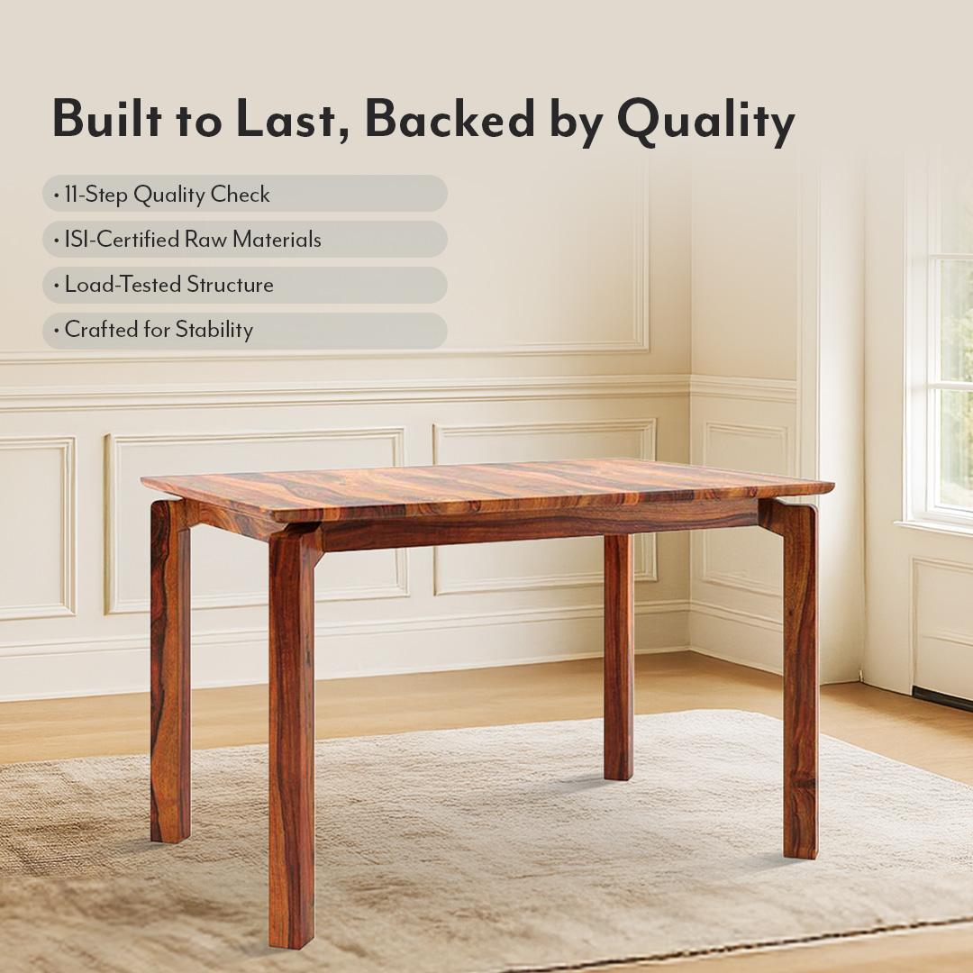 Catria 4 Seater Dining Table In Teak Finish