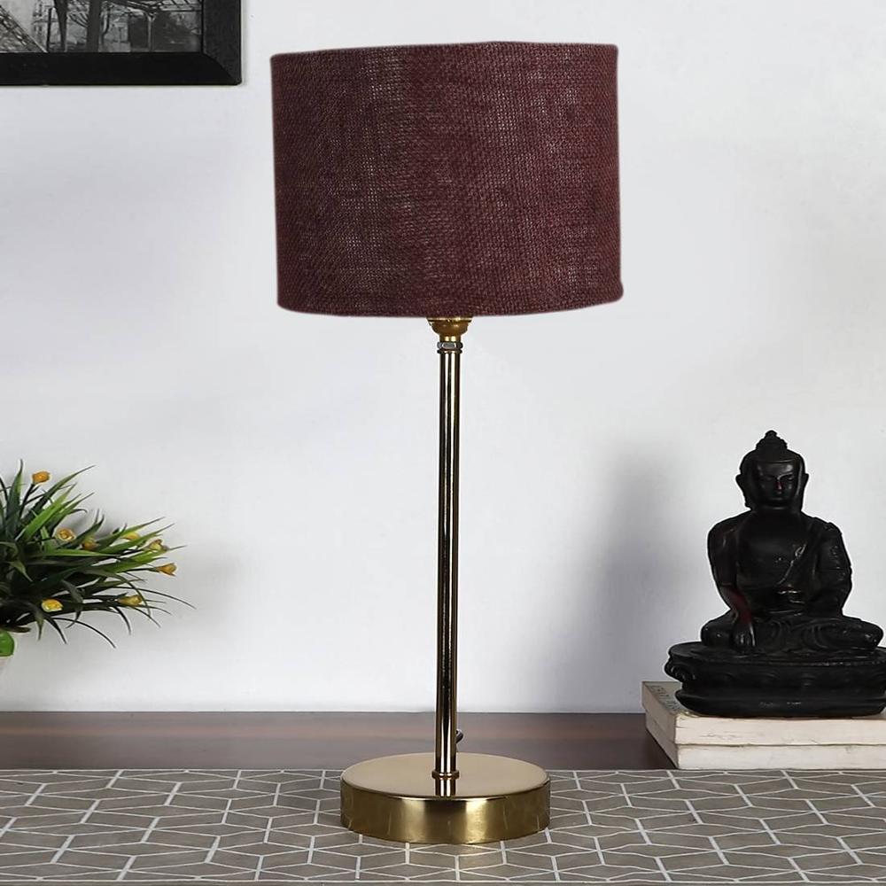 Brown Jute with Metal Gold Table Lamp