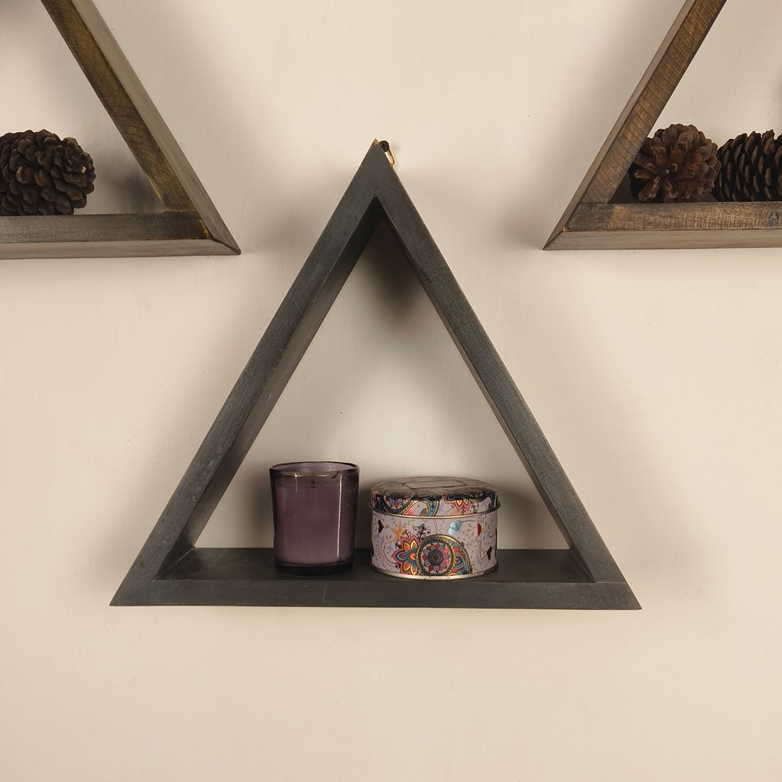 Henry Iii Triangular Set Of 3 Wooden Wall Shelves