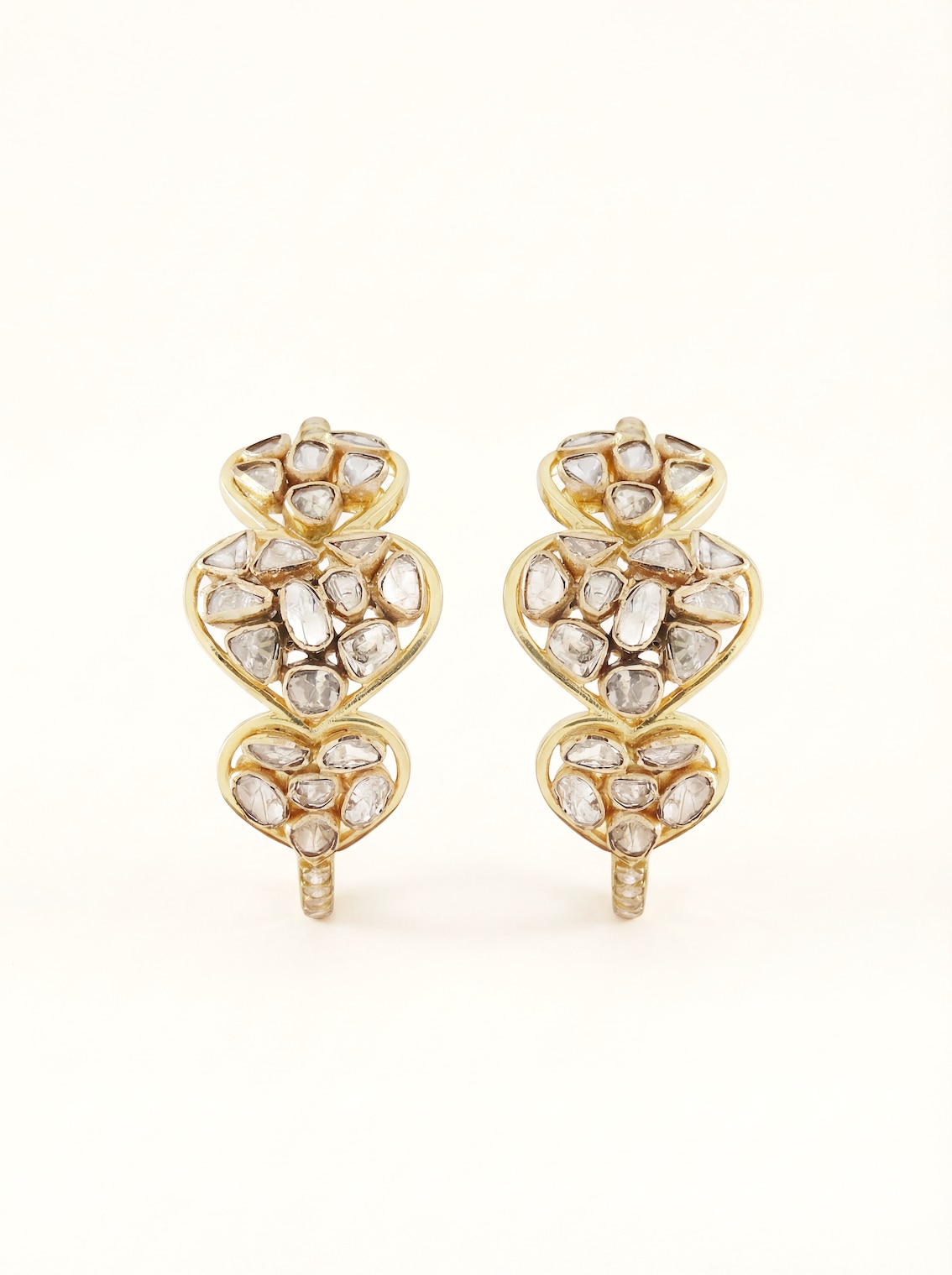 Dank Polki 14 Karat Gold Hoop Earrings