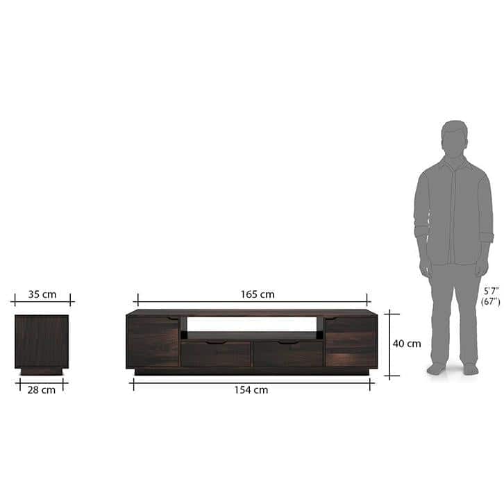 Zephyr Solid Wood Free Standing TV Unit in Mahogany Finish