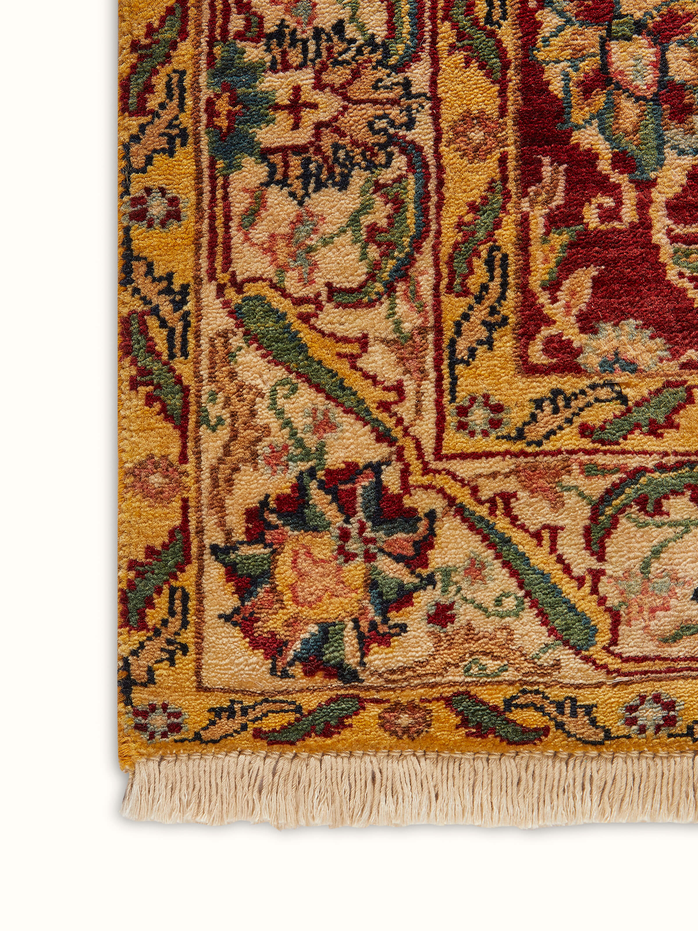 Detailed view of Ziegler traditional red Jaipur wool hand-knotted carpet showcasing the craftsmanship and texture