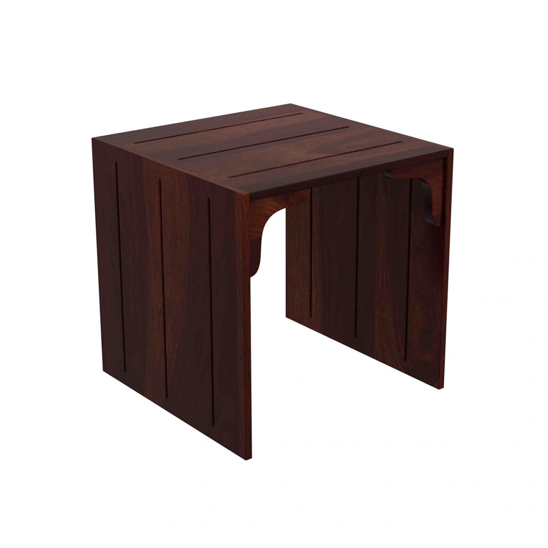 Taj Bedside Solid Wood Table in Teak Finish
