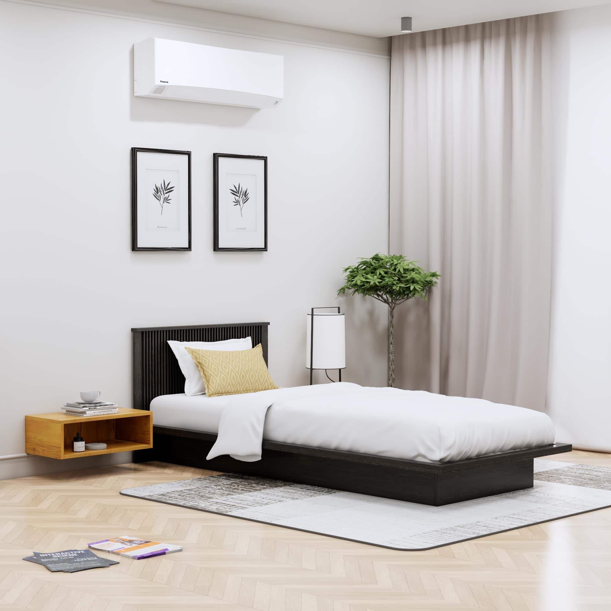 Hexa Engineered Wood Modern Single Bed With Headboard Without Storage In Flower Wenge - HexaRed