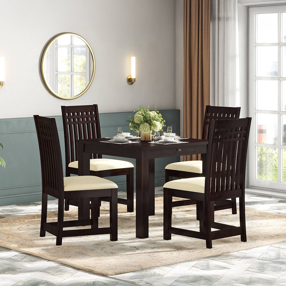 Diego Dining Chair In Mahogany Finish And Macadamia Brown Colour