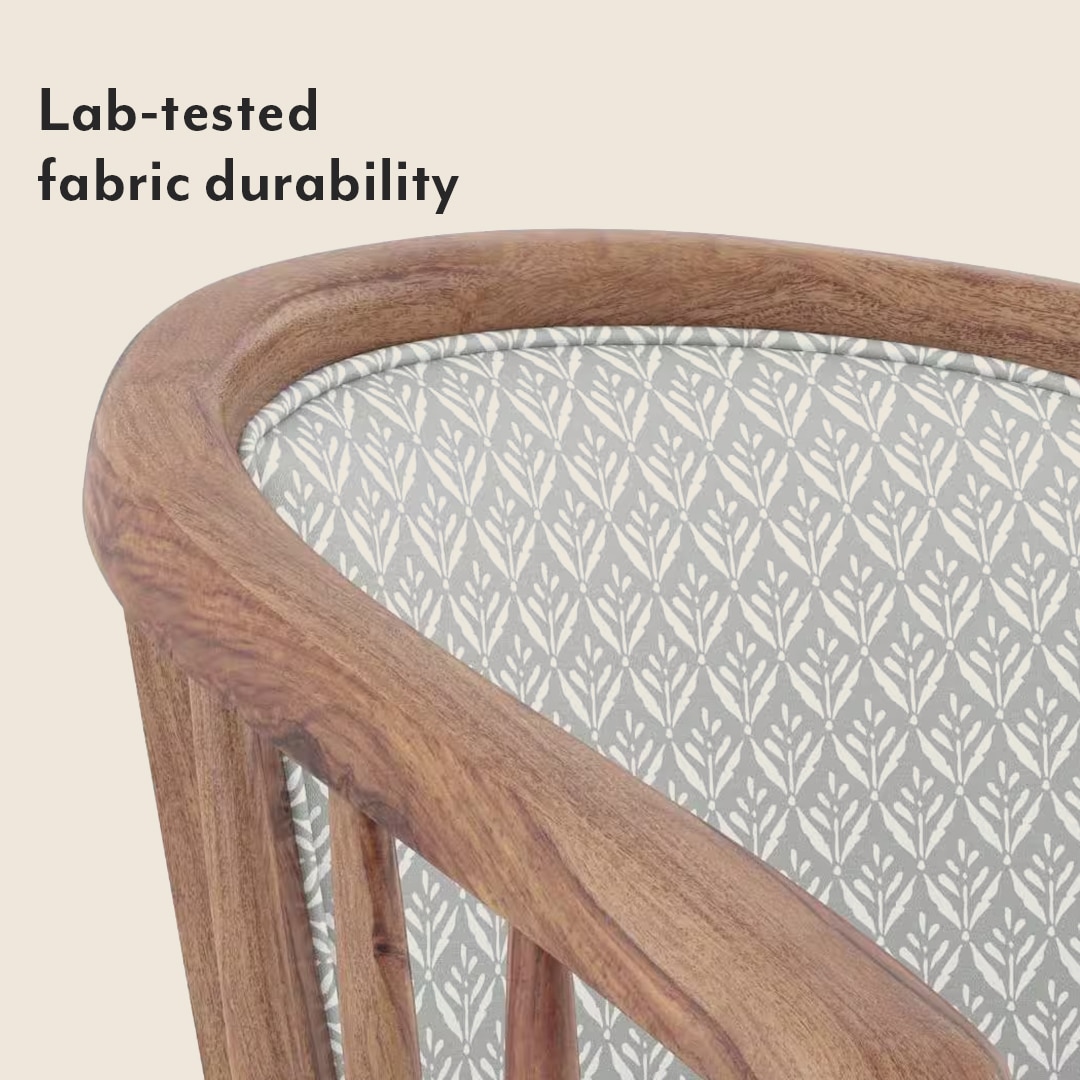 Bella Lounge Chair Finish Teak Grey Floral Azco Colour