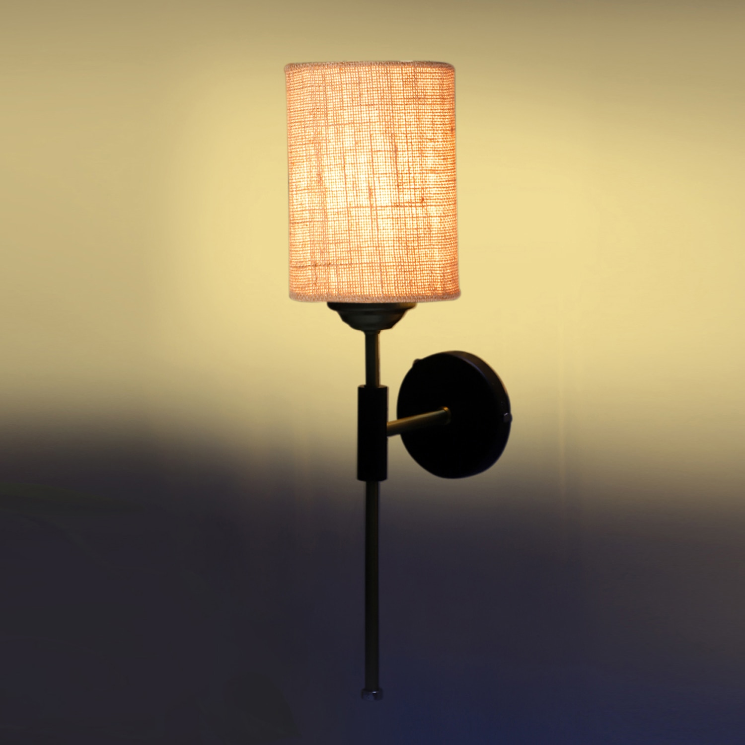 Devansh Metal Electric Wall Light in Black Colour with Beige Shade Count of 1 Light - Devansh
