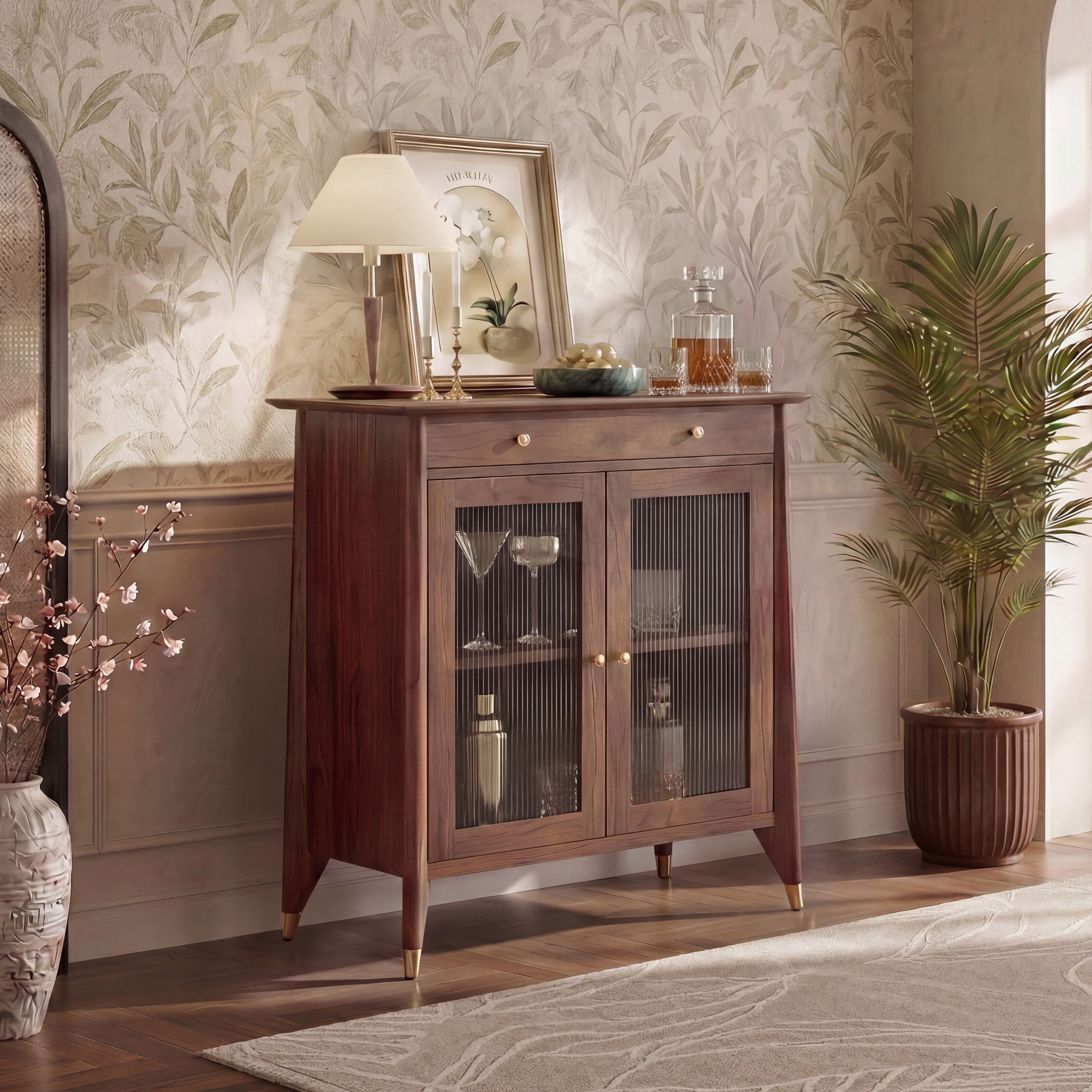 Saar Teak Wood Bar Cabinet (Espresso Finish)