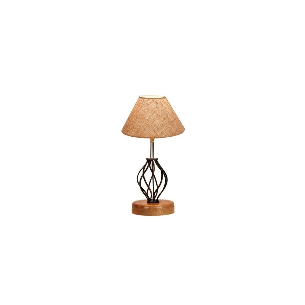 Rowan Beige Jute Table lamp with Wood & Iron Base