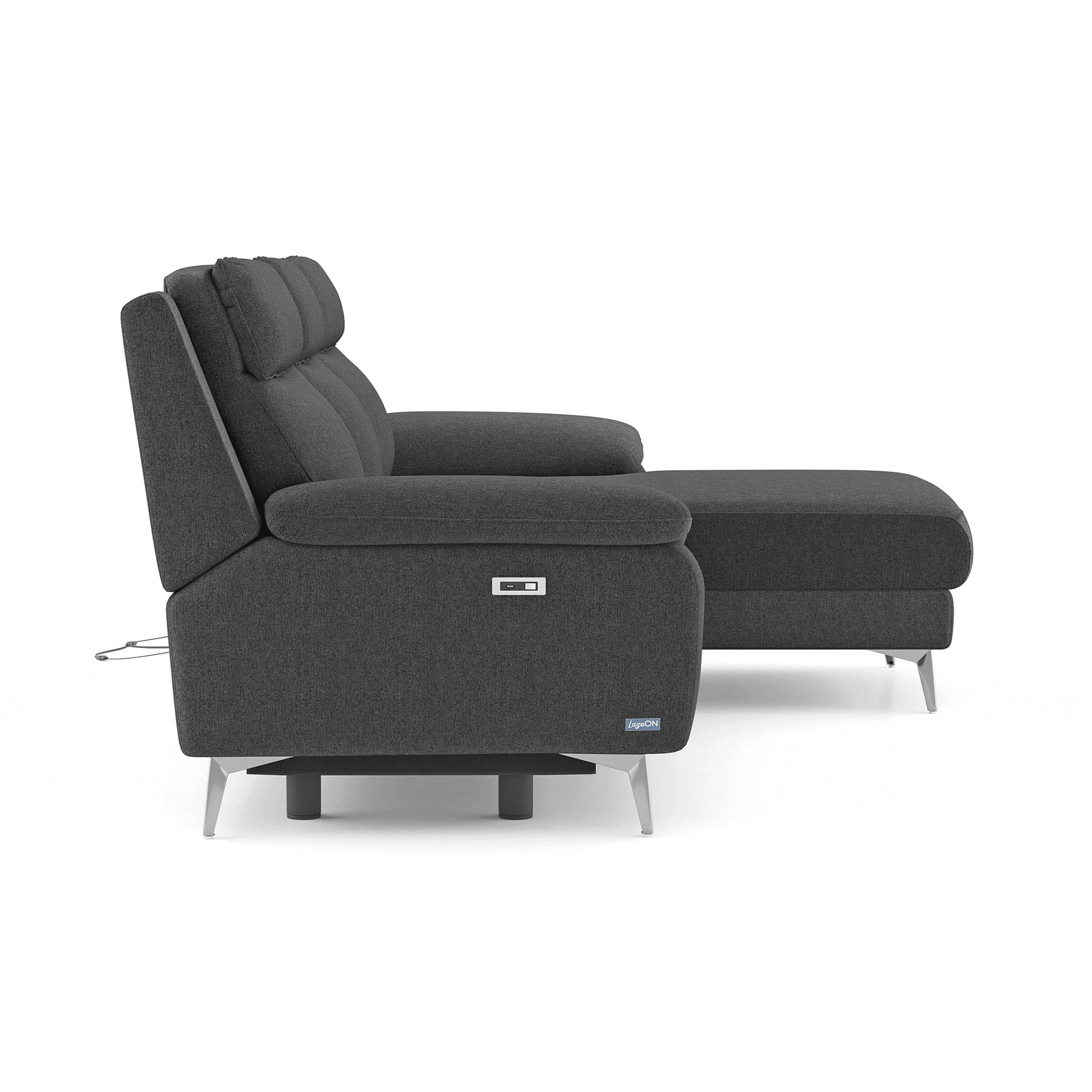 Emila Right Aligned Three Seater Sectional Recliner in Grey Colour