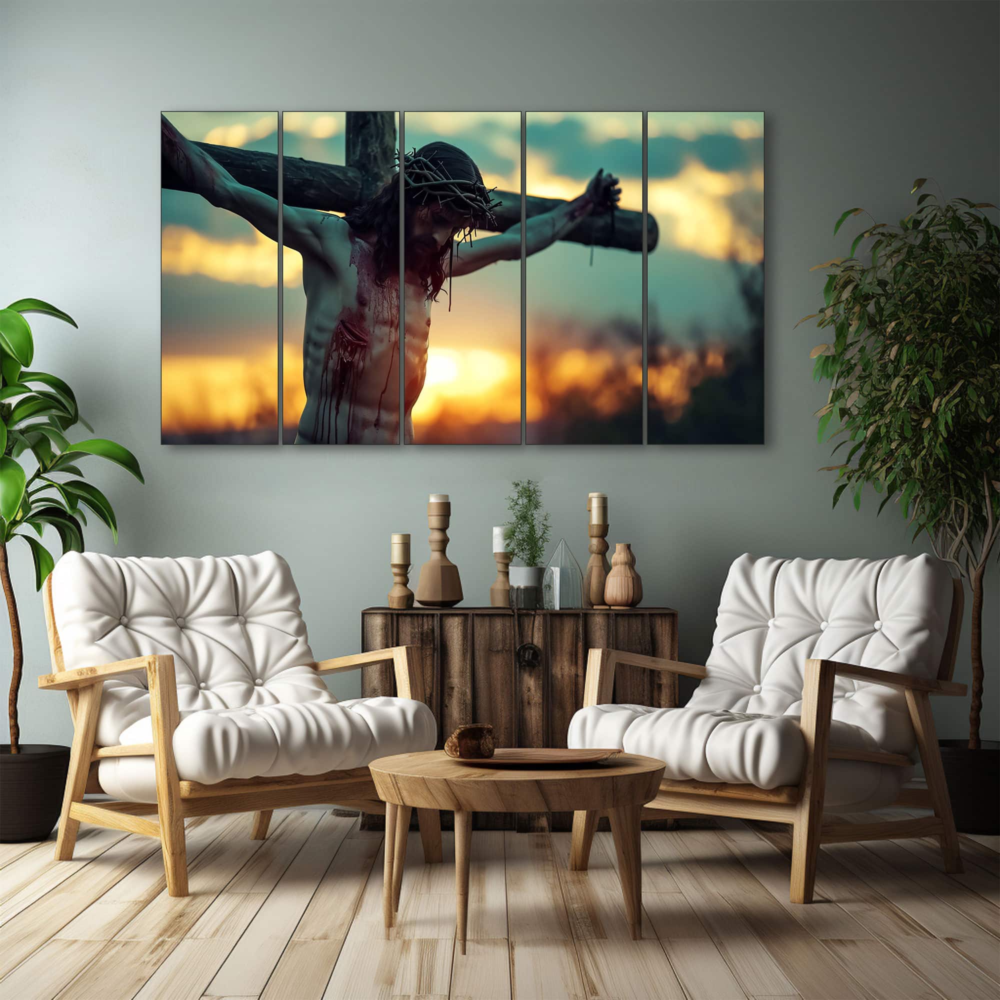 The Castle Decor Jesus Wall Painting Wooden Framed 27x48 Inch (Style 7) - The Castle Decor
