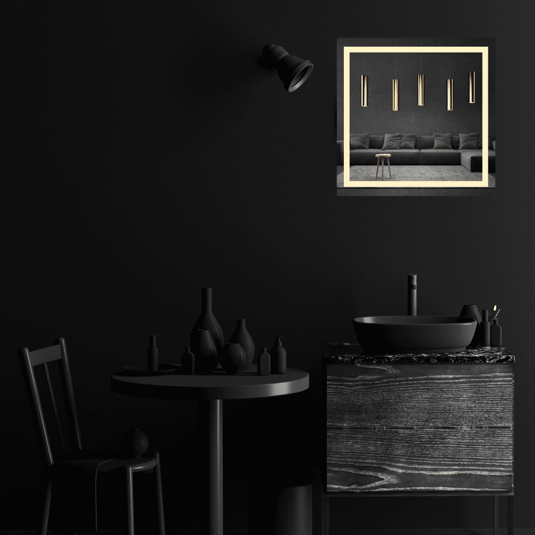 Square LED Mirror  Illuminated  Mirror with Light Border