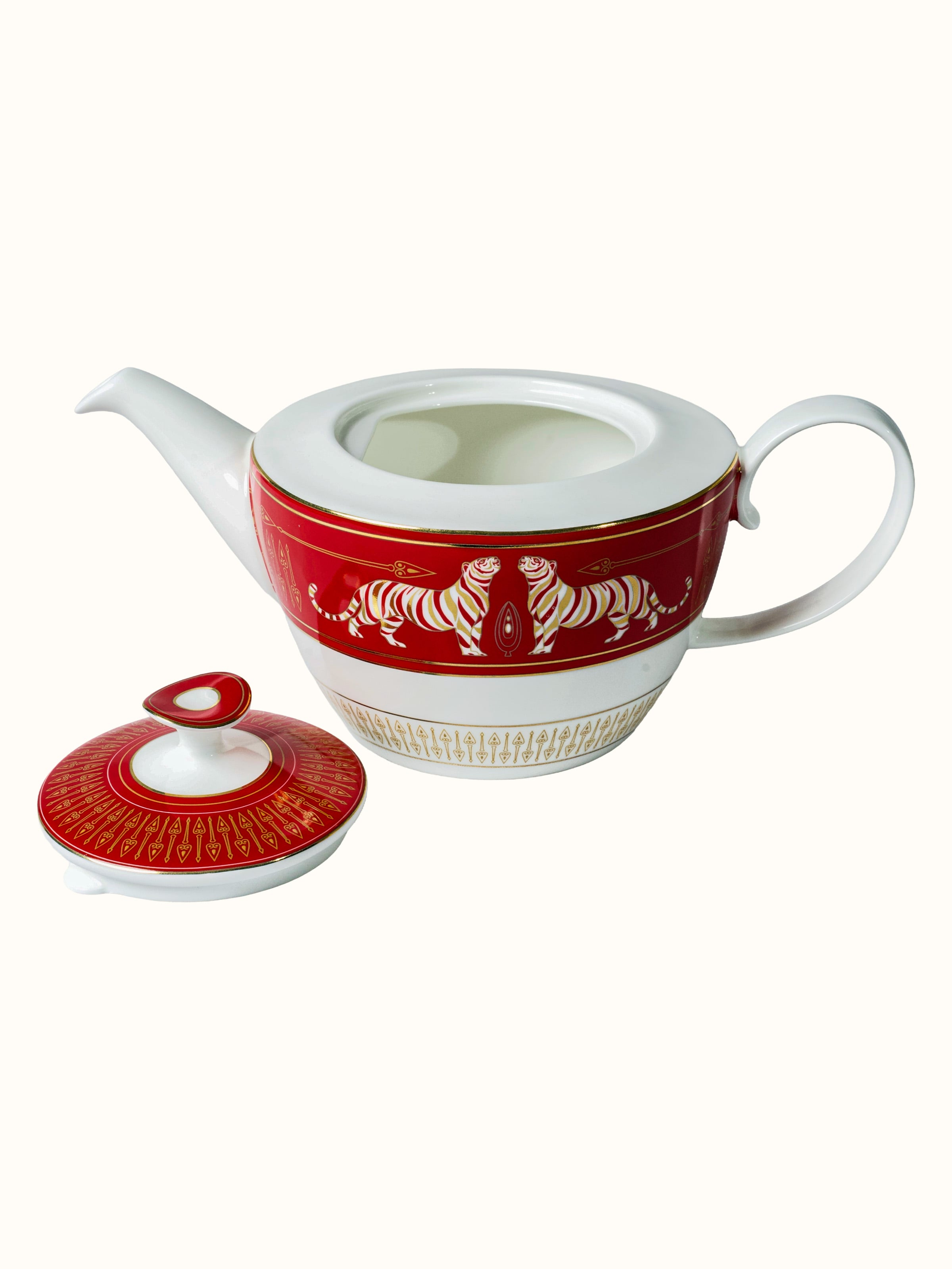 Piece Ceramic Tea Set With Hand-Applied Gold-Accents (7 Pcs)