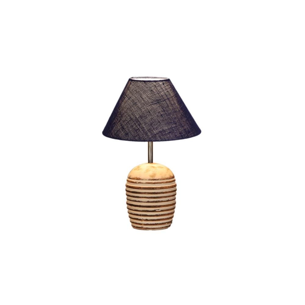 Blue Jute with White Brushed Wood Table Lamp