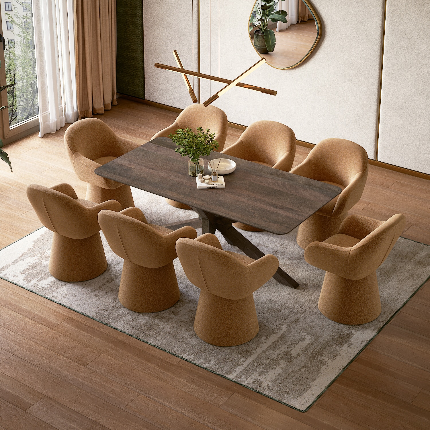 Anderson Solid Wood 8-Seater Dining Table With 8 Selene Dining Chair