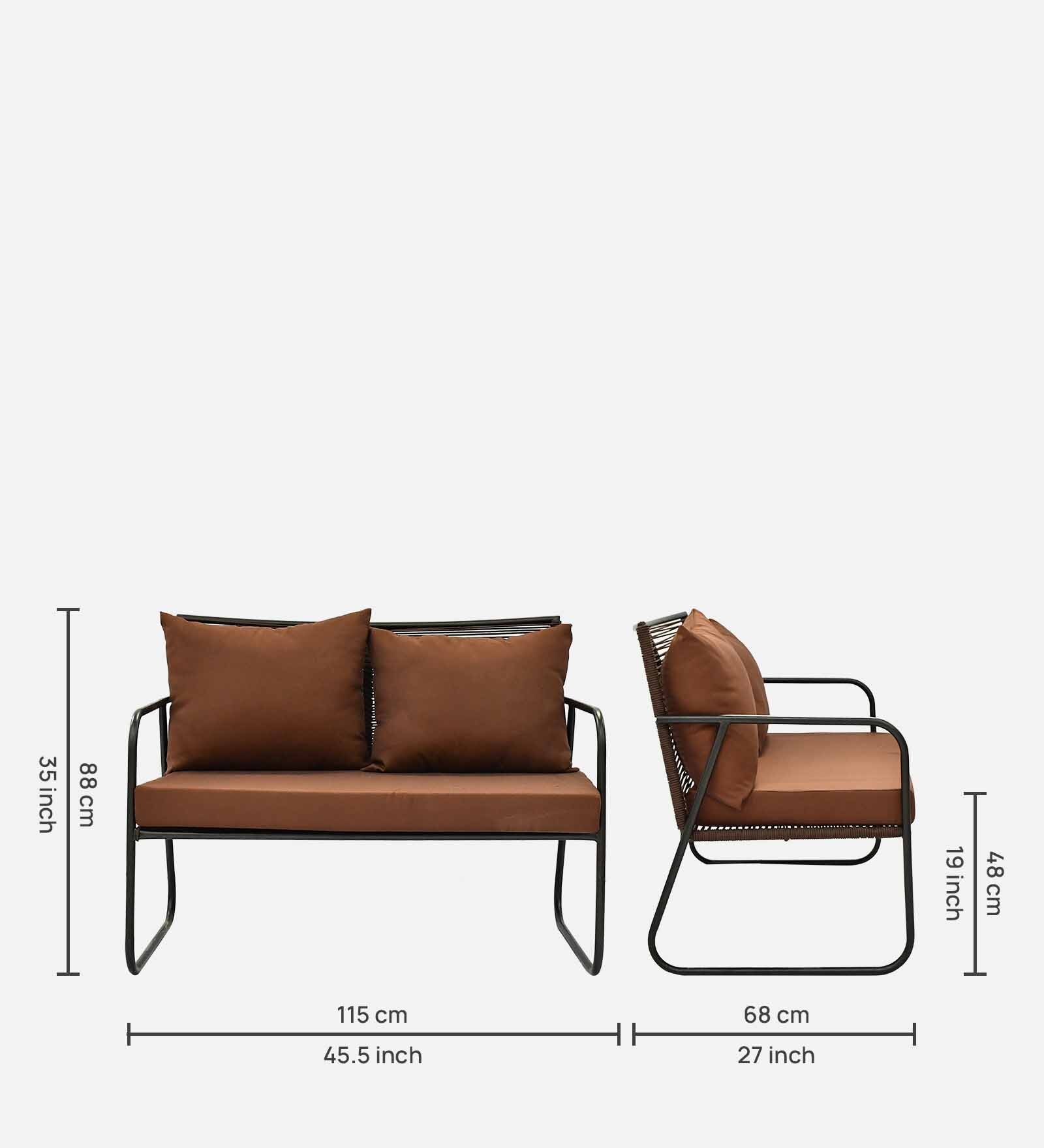Bardelona 2+1+1 Seater Rope Sofa Set in Brown Finish
