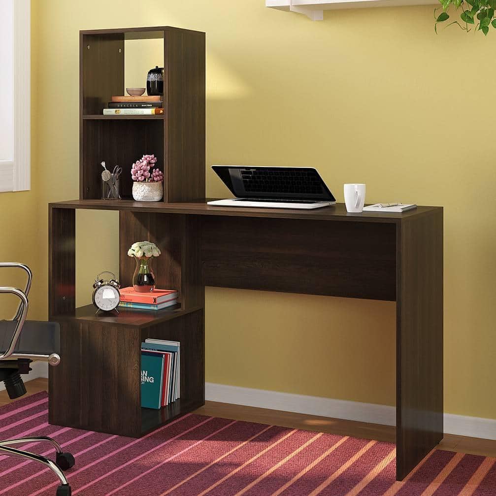 Carl Engineered Wood Study Table in Deep Oak Finish