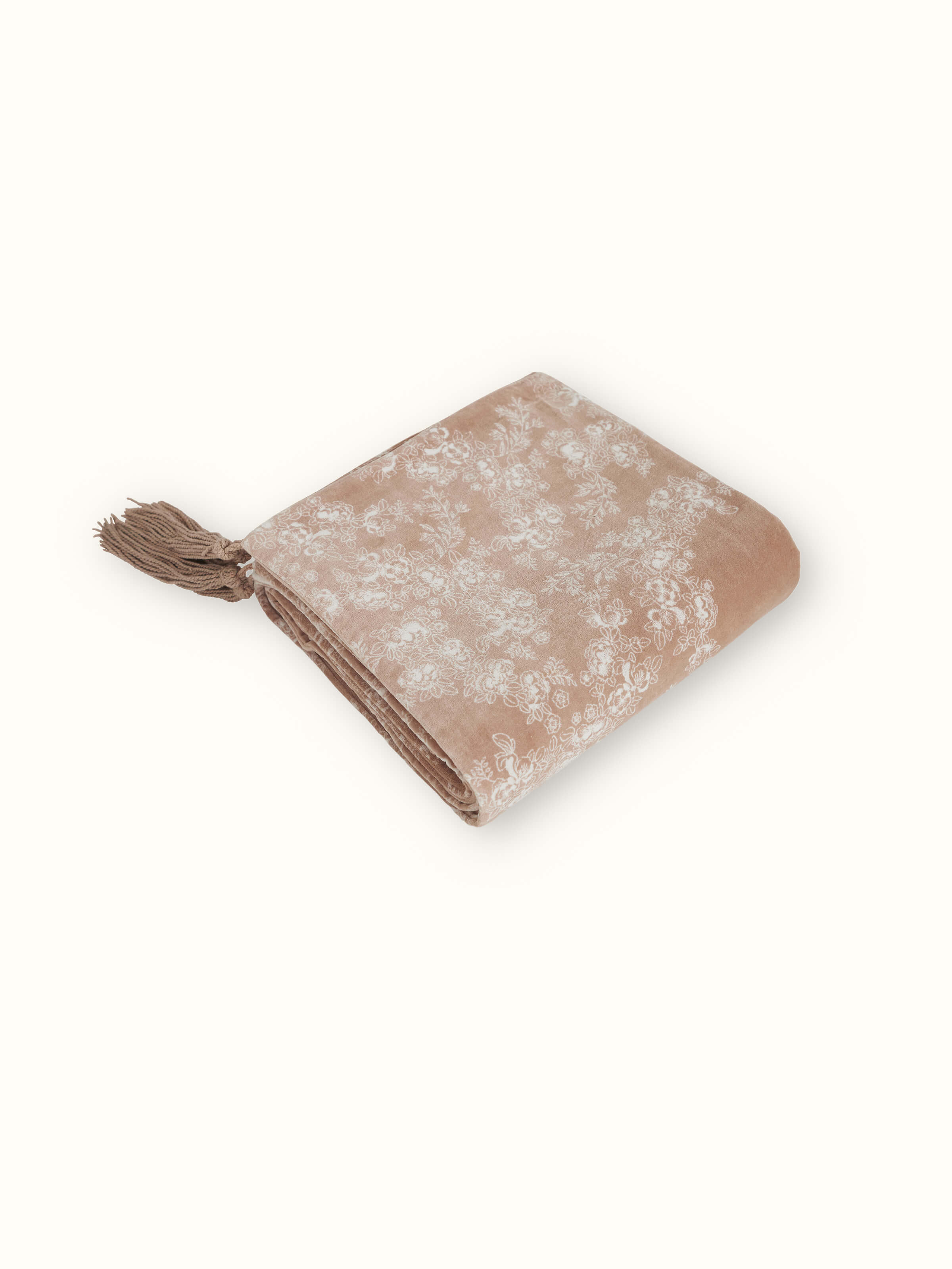 Shivranjini Handblock Printed Beige Floral Border Throw